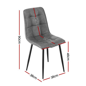 Retro Dining Chairs Set 4pc | PU Leather | Grey (Style 1)