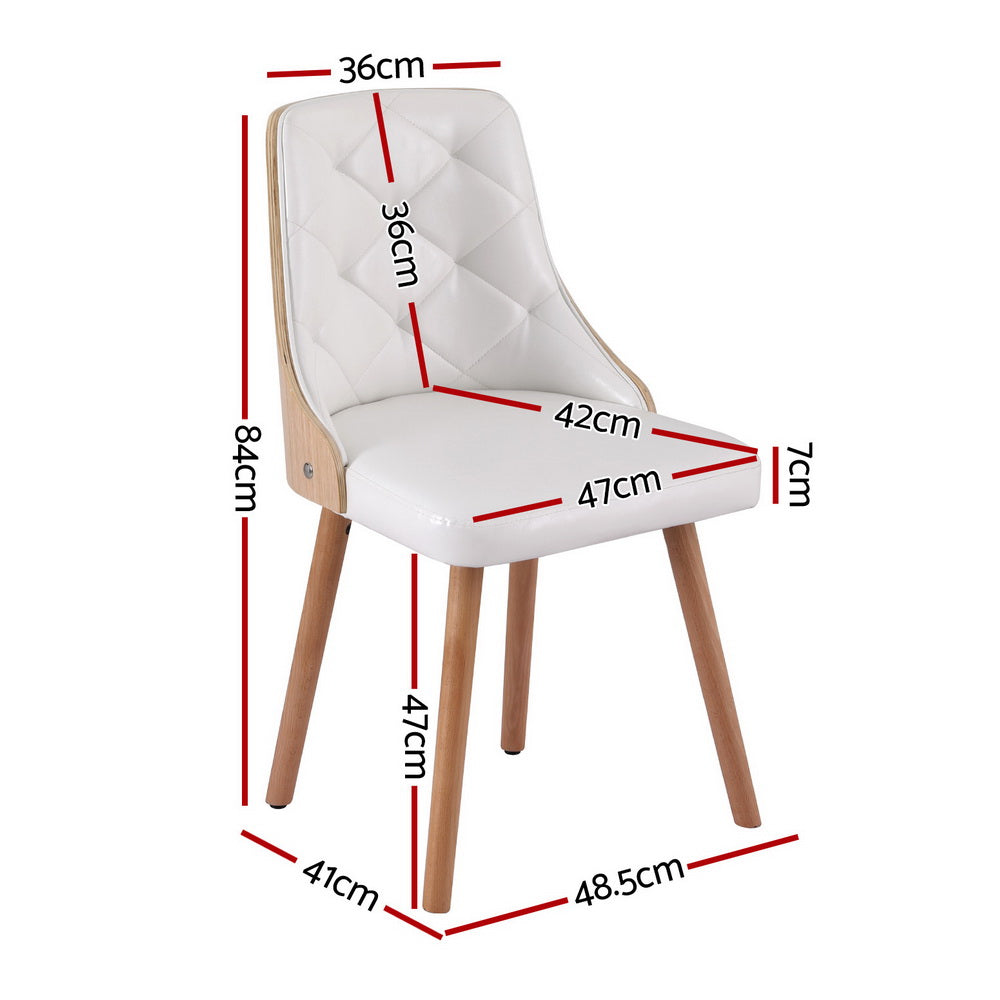 Dining Chairs | Set of 2 | White PU Leather | Modern Home Seating