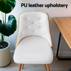 Dining Chairs | Set of 2 | White PU Leather | Modern Home Seating
