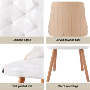Dining Chairs | Set of 2 | White PU Leather | Modern Home Seating