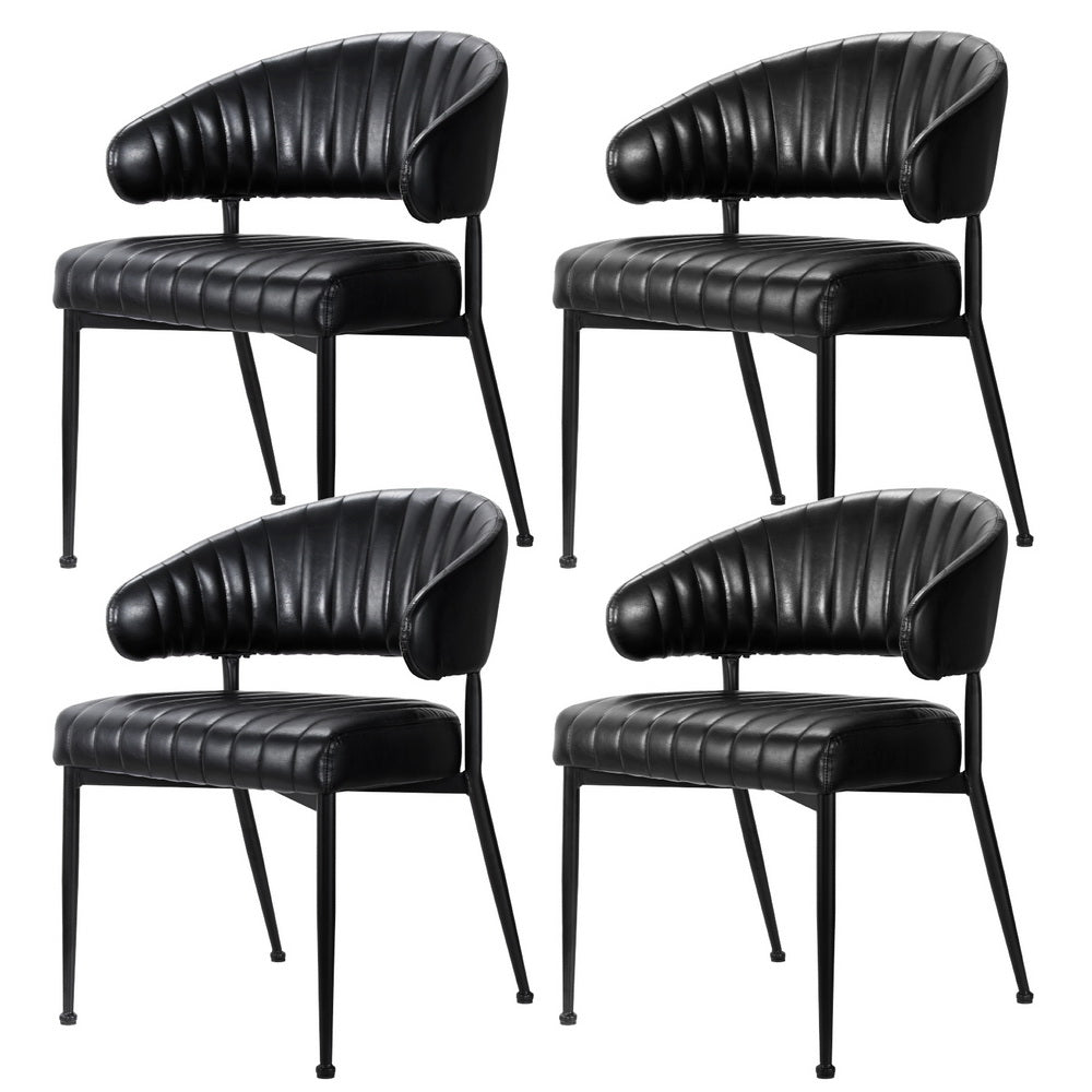Artiss Dining Chairs | Set of 4 | Leather Hollow Armchair | Black