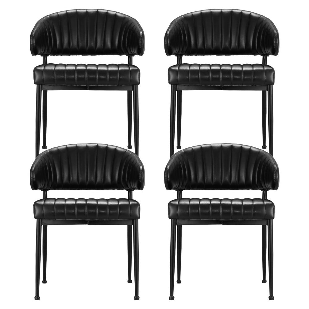 Artiss Dining Chairs | Set of 4 | Leather Hollow Armchair | Black