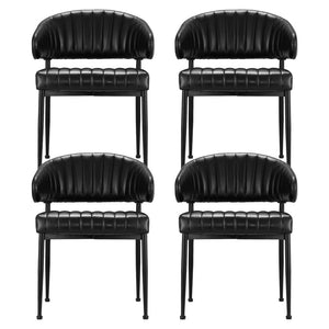 Artiss Dining Chairs | Set of 4 | Leather Hollow Armchair | Black