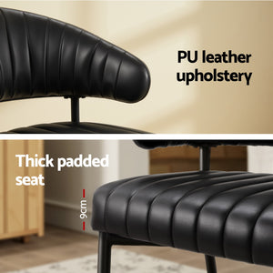 Artiss Dining Chairs | Set of 4 | Leather Hollow Armchair | Black