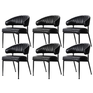 Artiss Dining Chairs Set of 6 Leather Hollow Armchair Black