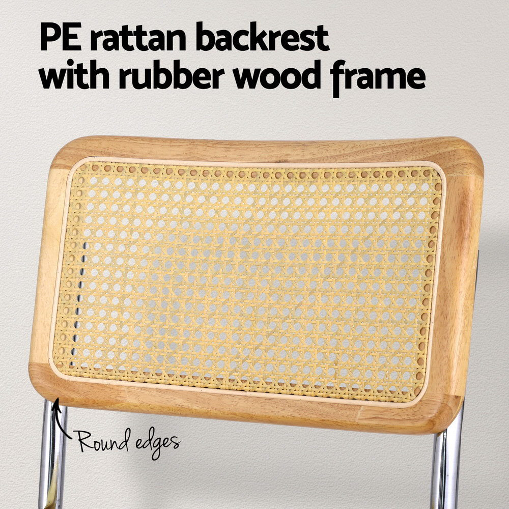 Artiss Dining Chairs | Set of 4 | Velvet Rattan Cantilever | Yellow