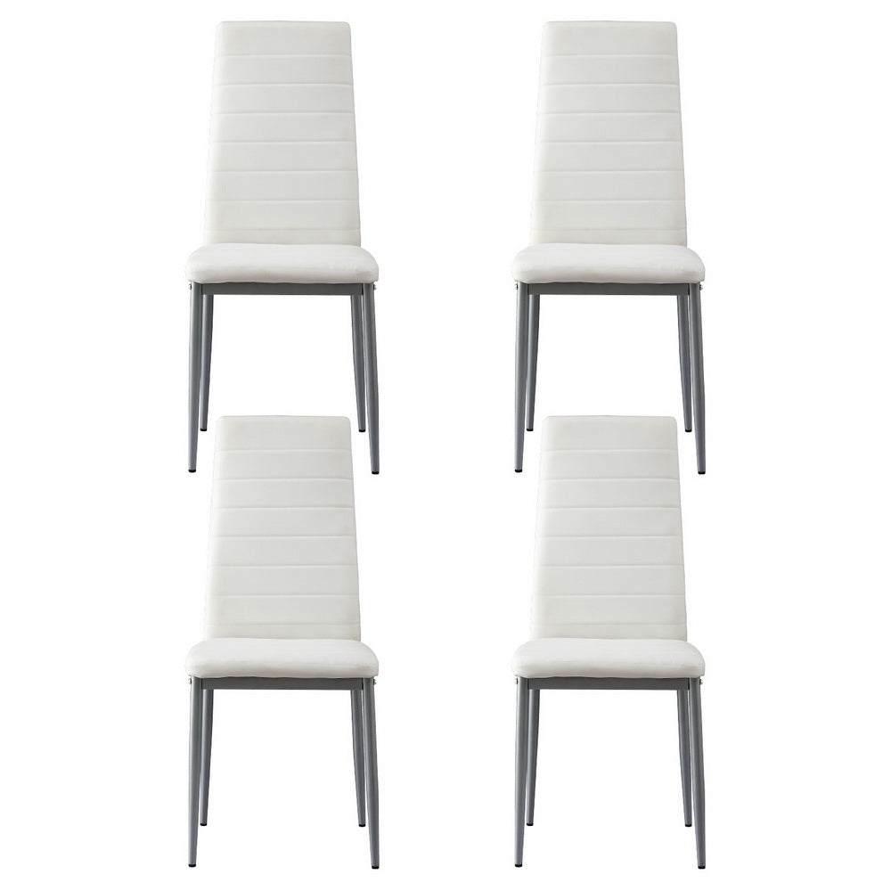 Artiss Dining Chairs | Set of 4 | Leather | Channel Tufted | White