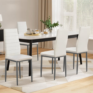 Artiss Dining Chairs | Set of 4 | Leather | Channel Tufted | White