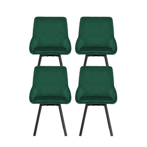 Artiss Dining Chairs | Set of 4 | Velvet | Swivel Base | Green