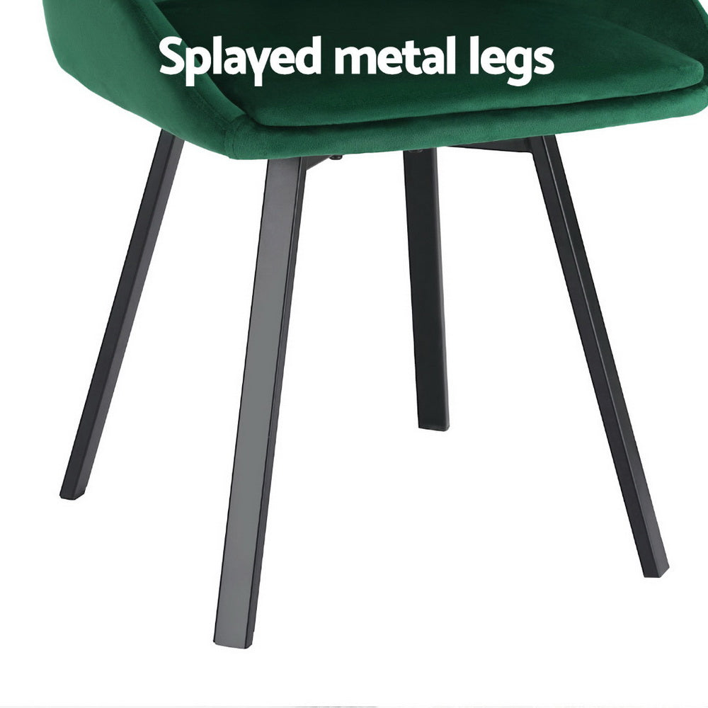 Artiss Dining Chairs | Set of 4 | Velvet | Swivel Base | Green