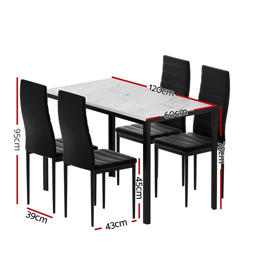 Dining Table and 4 Chairs Set | Marble Effect