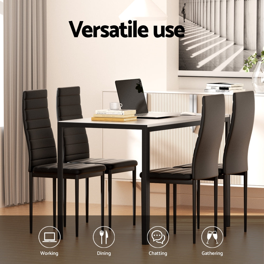 Dining Table and 4 Chairs Set | Marble Effect