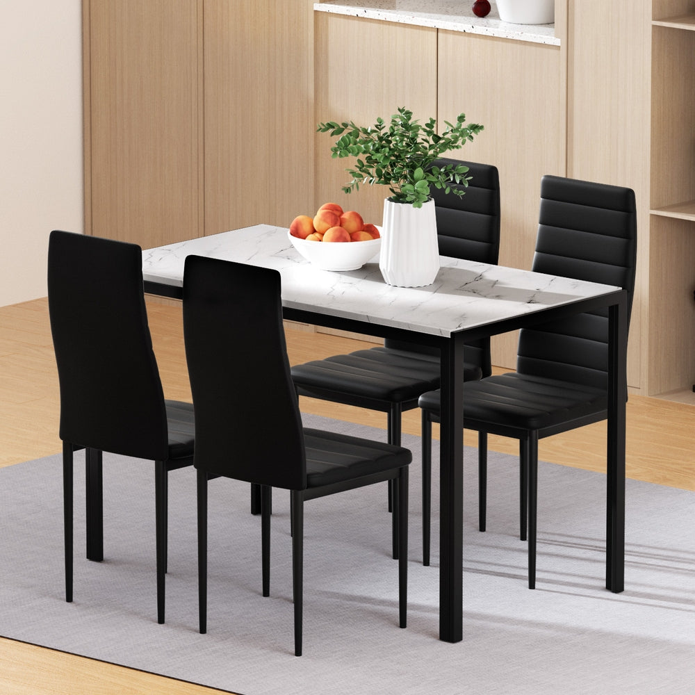 Dining Table and 4 Chairs Set | Marble Effect