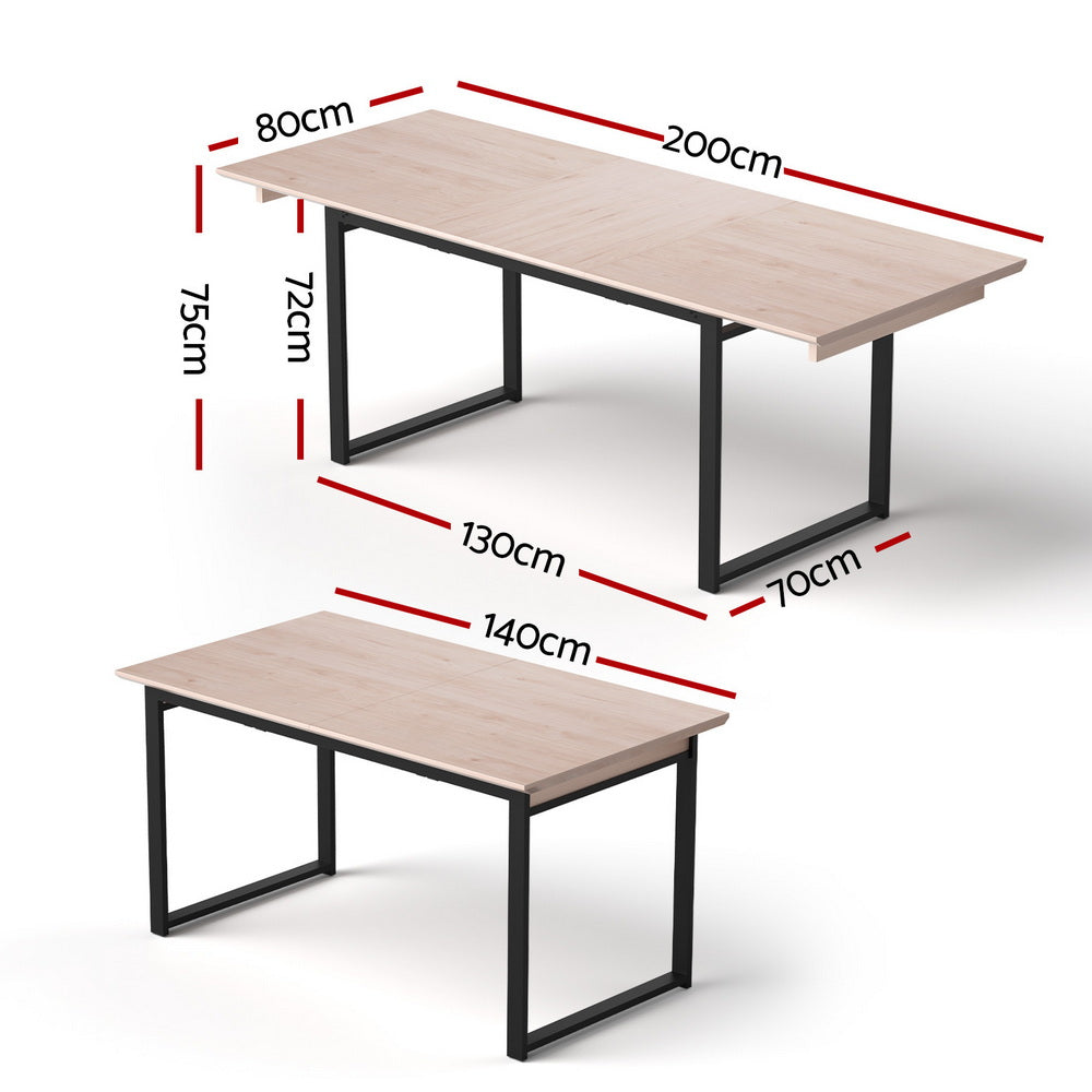 Extendable Dining Table 2m | Natural Finish | Kitchen Cafe Table