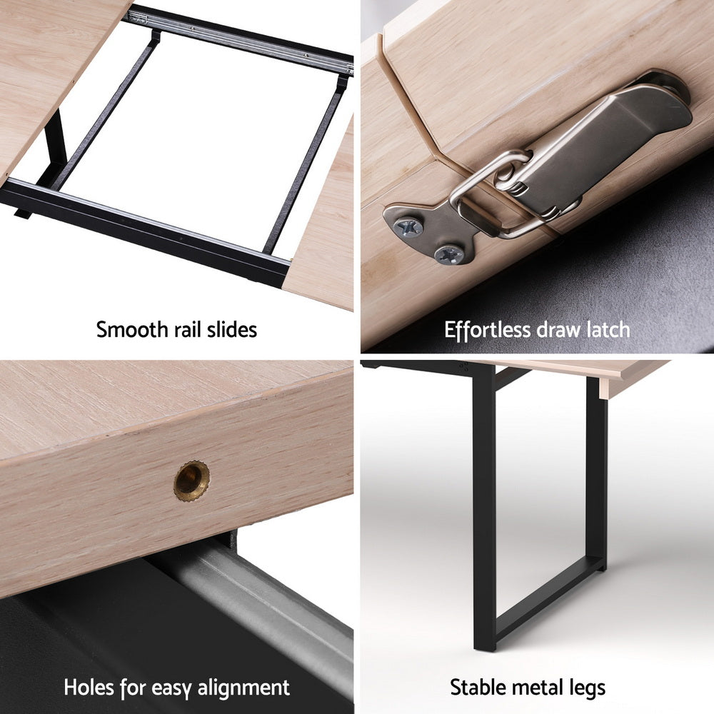 Extendable Dining Table 2m | Natural Finish | Kitchen Cafe Table