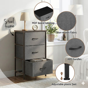 Tallboy Dresser | 3 Drawer Chest | Storage Cabinet | Grey