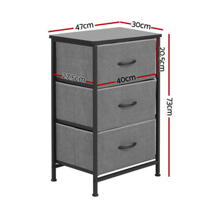 Artiss Set of 2 Chest of 3 Drawers Storage Dresser Tallboy Grey