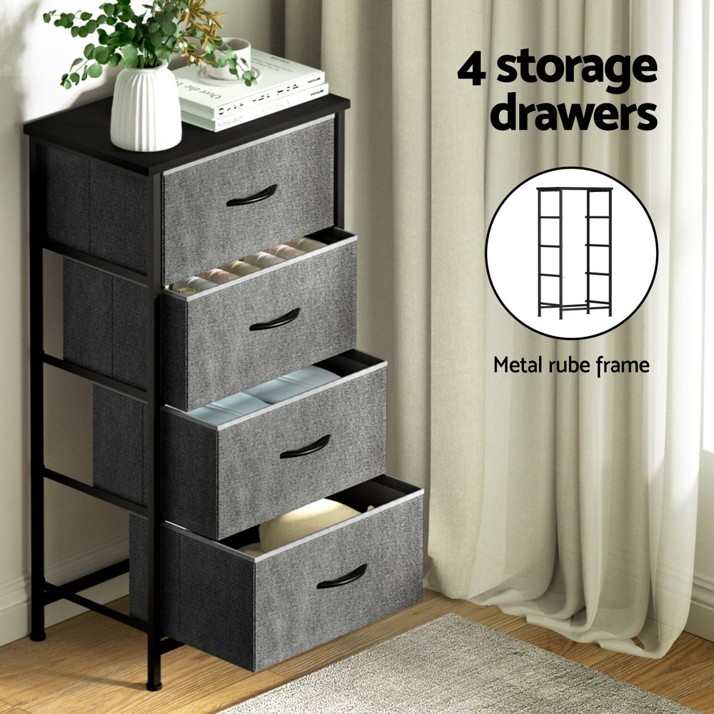 4-Drawer Chest of Drawers | Storage Dresser | Tallboy | Grey