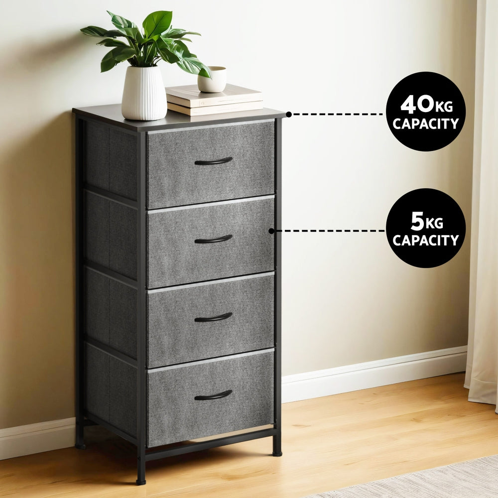 4-Drawer Chest of Drawers | Storage Dresser | Tallboy | Grey