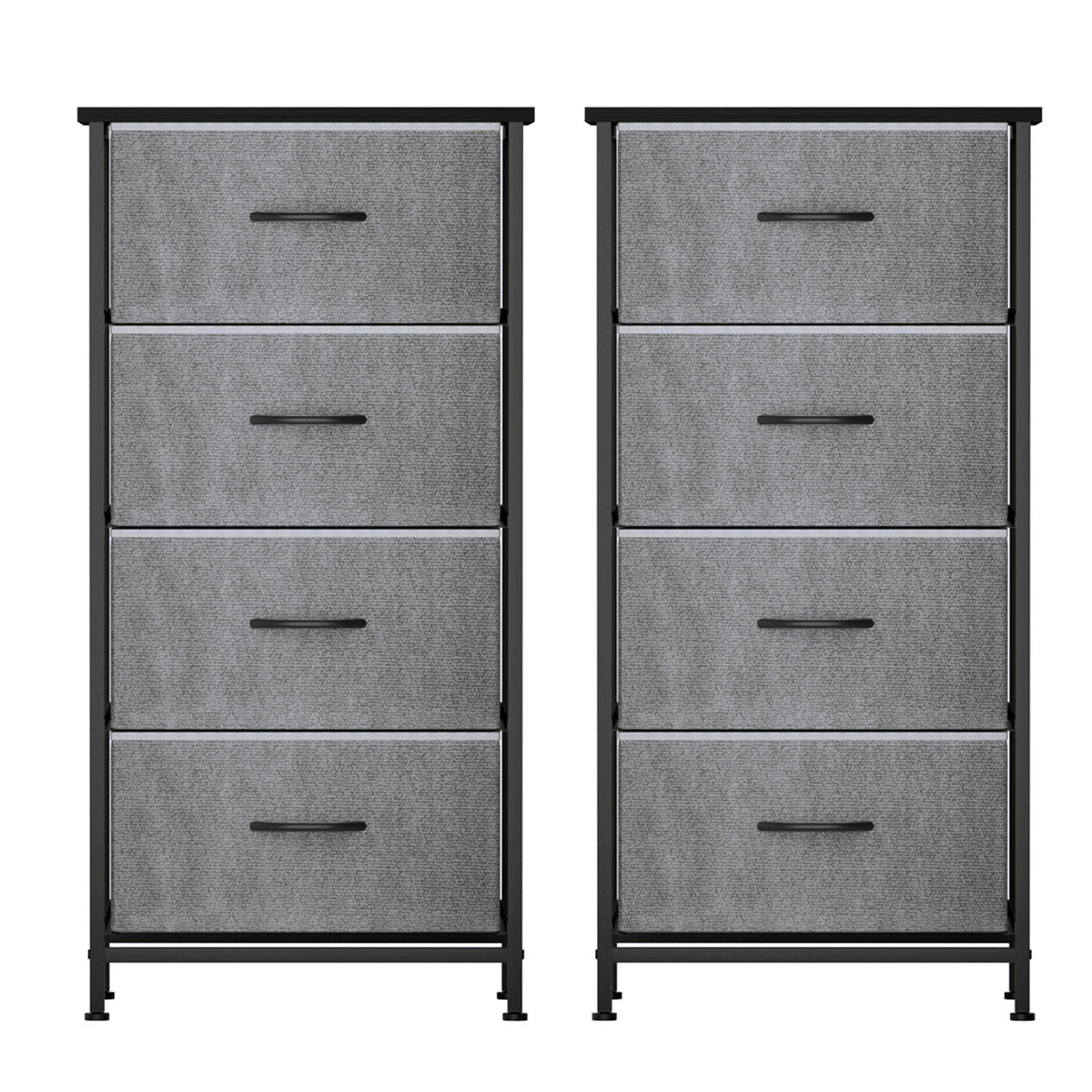 Tallboy Dresser Set 2pc | 4 Drawer Chest | Storage | Grey