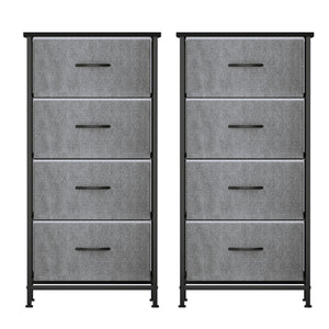 Tallboy Dresser Set 2pc | 4 Drawer Chest | Storage | Grey