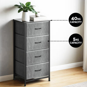 Tallboy Dresser Set 2pc | 4 Drawer Chest | Storage | Grey
