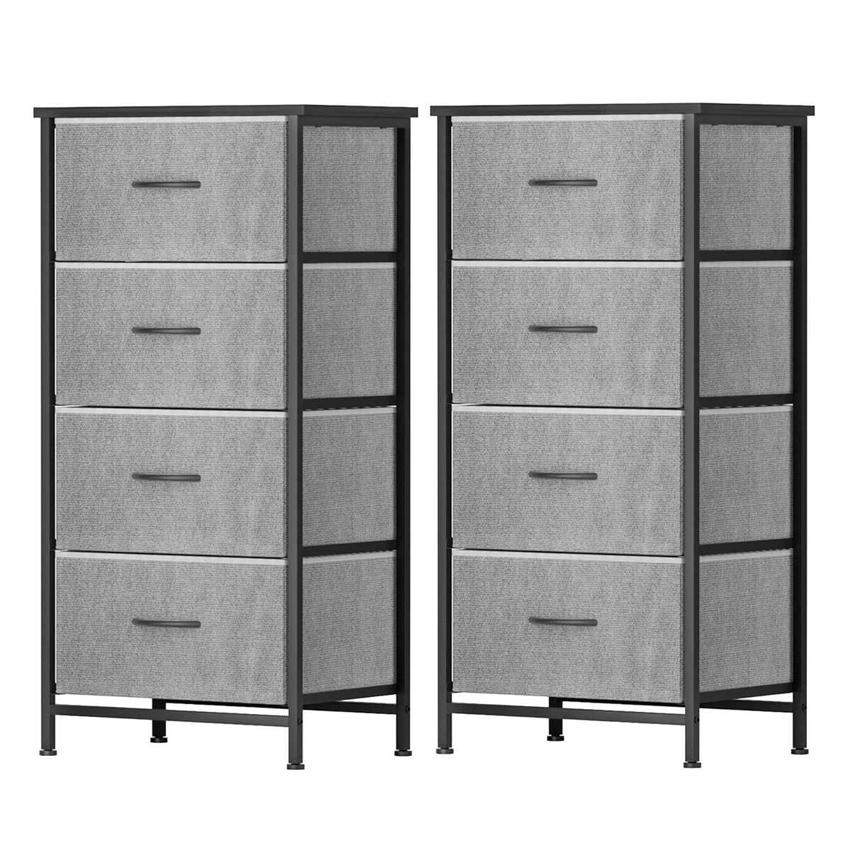 Tallboy Dresser Set 2pc | 4 Drawer Chest | Storage | Grey