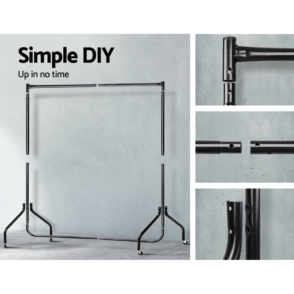| 2X Clothes Rack | Airer | Coat Stand | 6FT Rail | Wheels