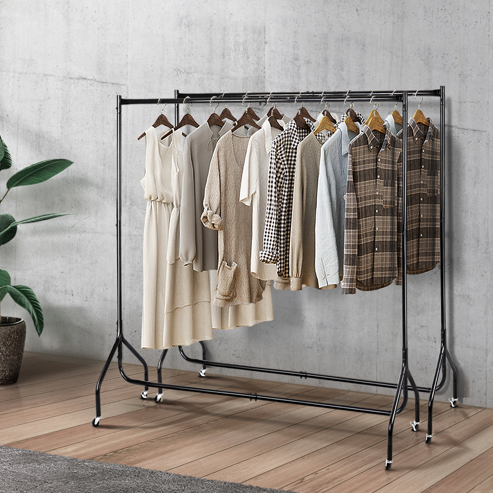 | 2X Clothes Rack | Airer | Coat Stand | 6FT Rail | Wheels