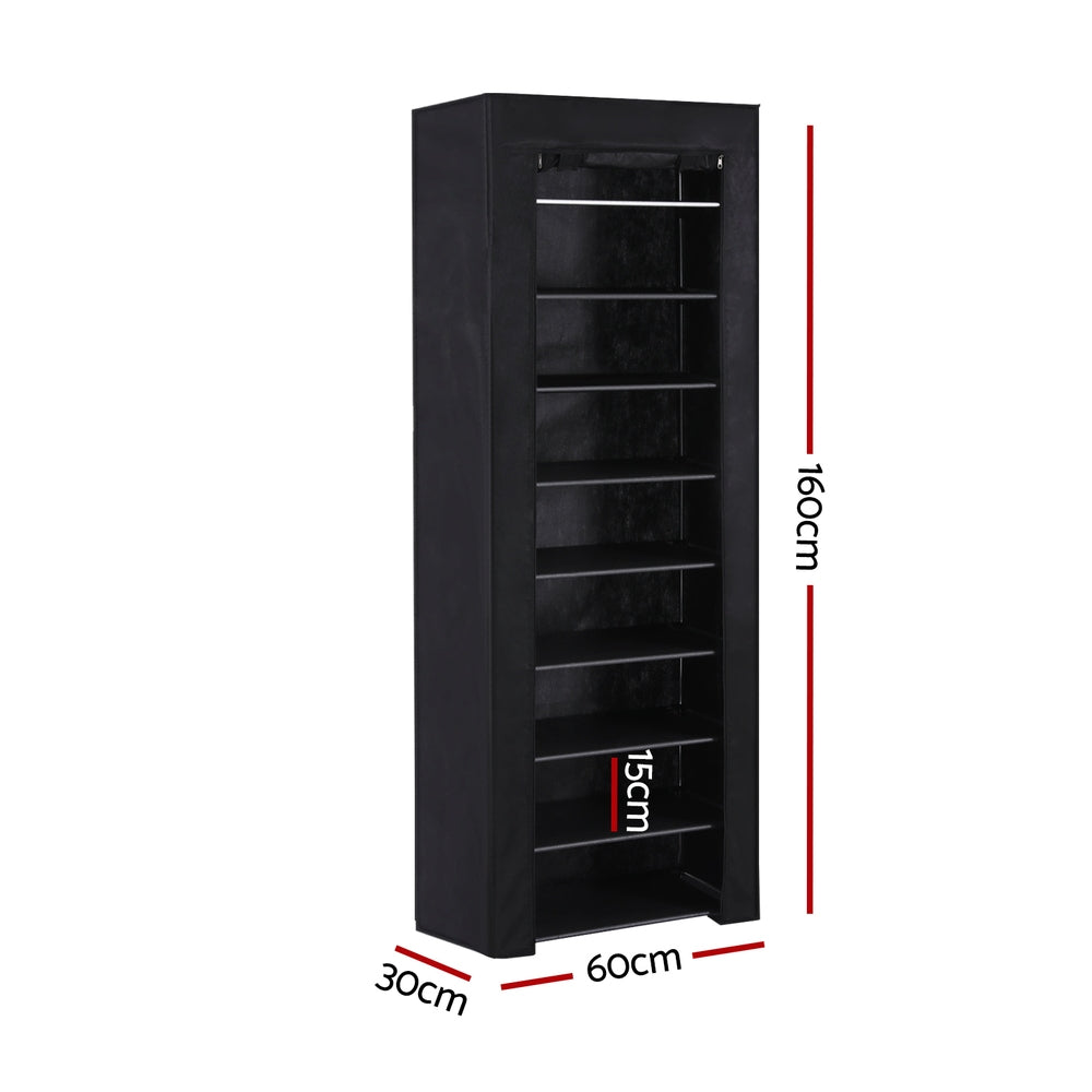 Shoe Rack Cabinet | Removable Cover | 10 Tier | Black
