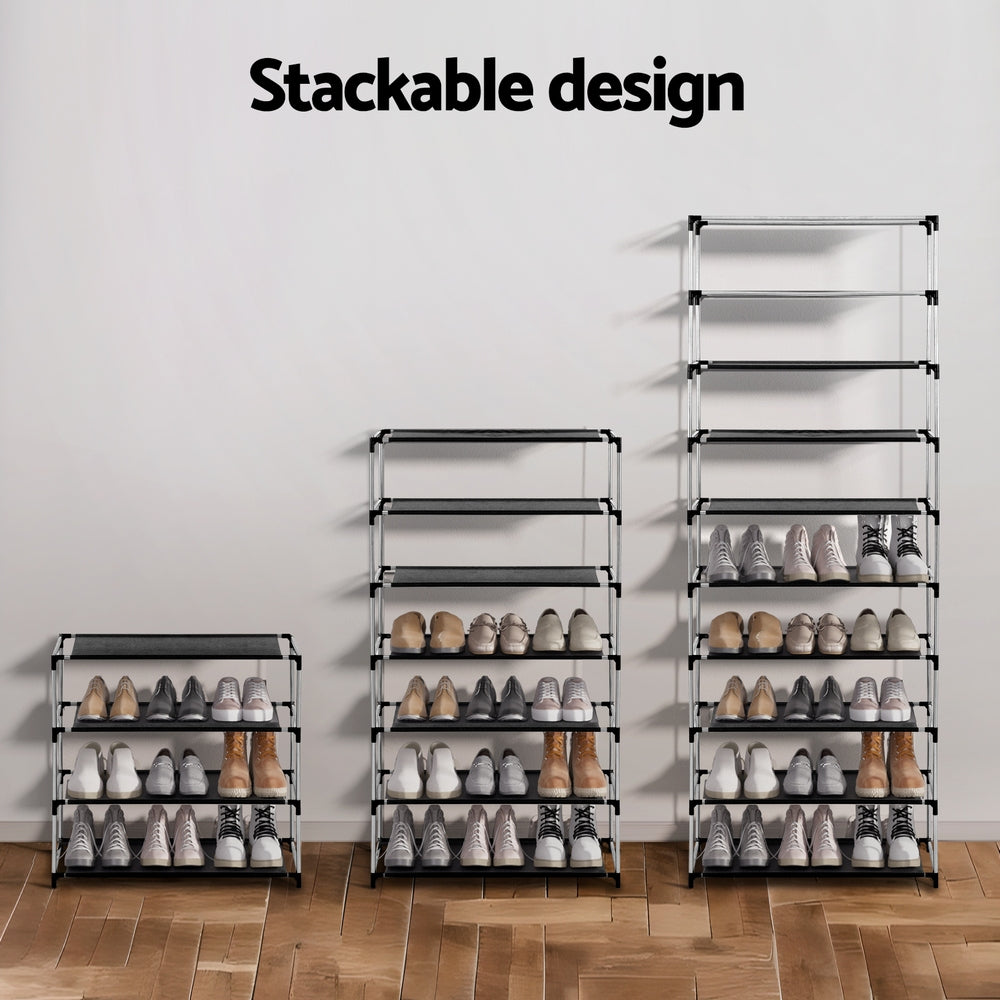 Shoe Rack Cabinet | Removable Cover | 10 Tier | Black