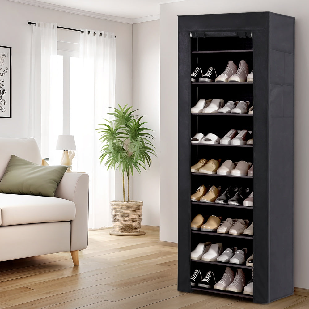 Shoe Rack Cabinet | Removable Cover | 10 Tier | Black