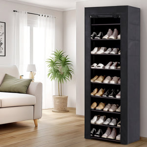 Shoe Rack Cabinet | Removable Cover | 10 Tier | Black