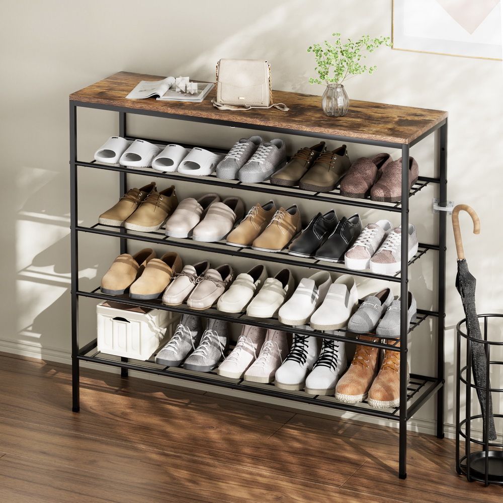 Shoe Rack | 5-Tier | Holds 25 Pairs | Walnut Finish | Bob