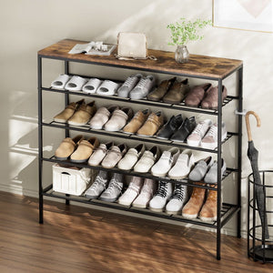 Shoe Rack | 5-Tier | Holds 25 Pairs | Walnut Finish | Bob