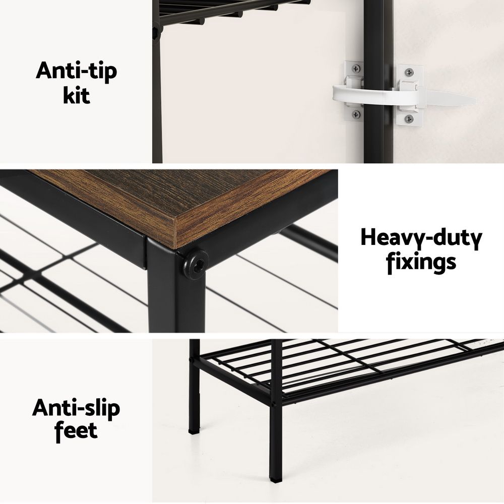 Shoe Rack | 5-Tier | Holds 25 Pairs | Walnut Finish | Bob
