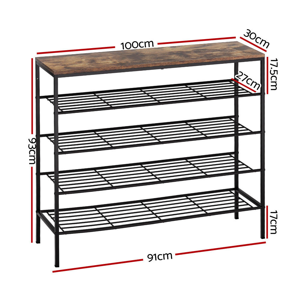 Shoe Rack | 5-Tier | Holds 25 Pairs | Walnut Finish | Bob