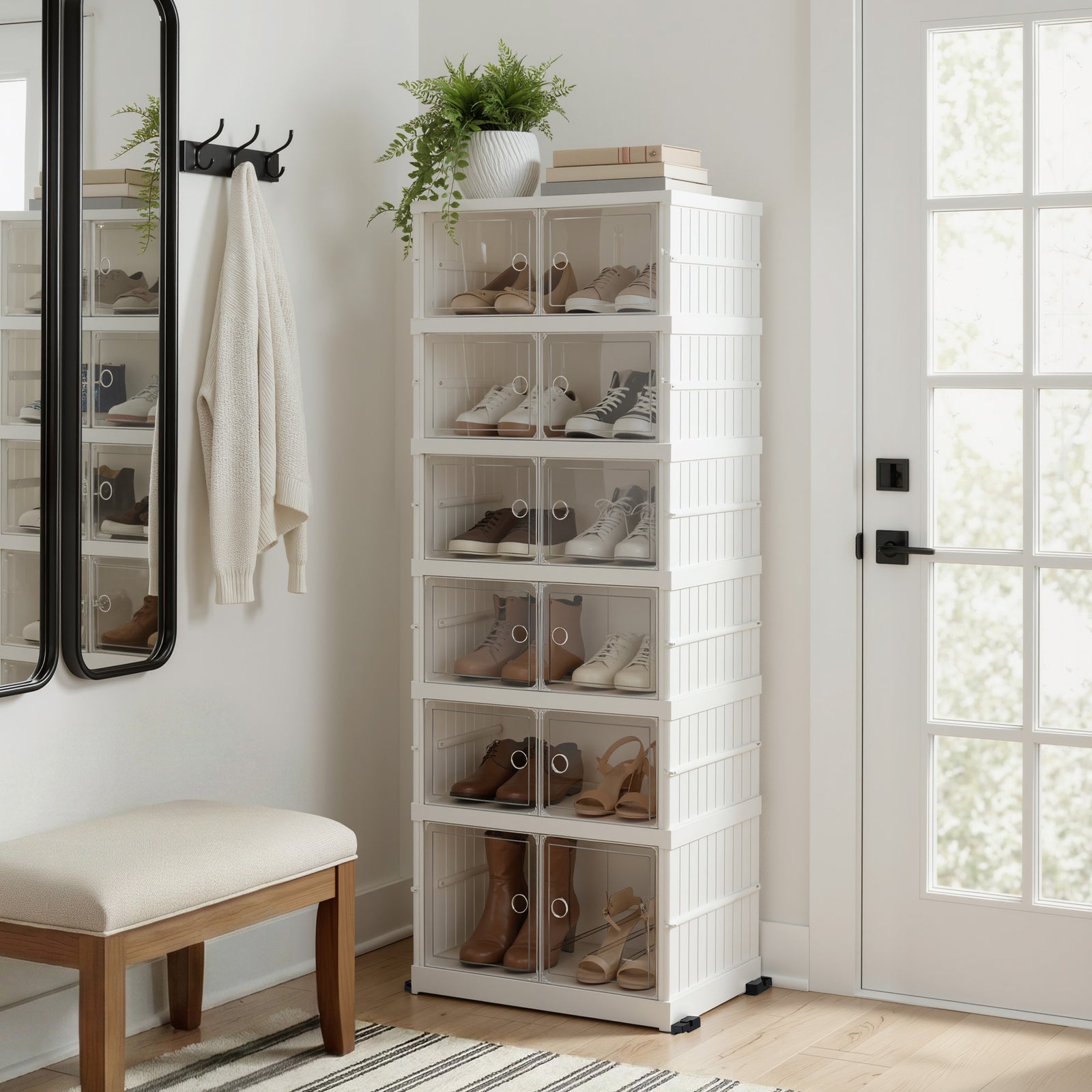 Foldable Shoe Storage Box | 6-Tier Entryway Organiser | 12 Pairs