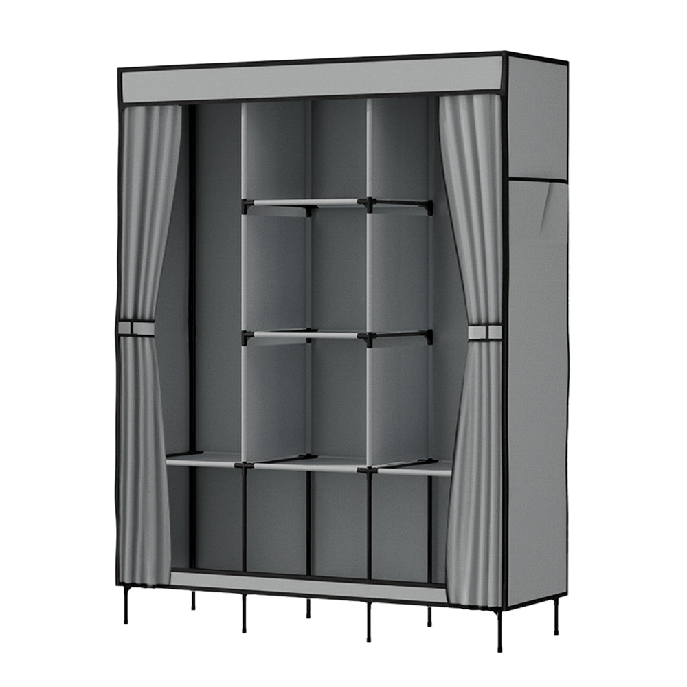 Large Portable Clothes Closet | Wardrobe with Shelf | Grey