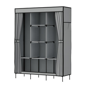 Large Portable Clothes Closet | Wardrobe with Shelf | Grey