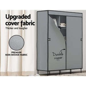 Large Portable Clothes Closet | Wardrobe with Shelf | Grey