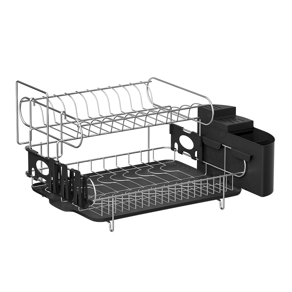 Cefito | Dish Rack | Drying Drainer | Cup Holder Cutlery Tray | Kitchen Organiser | 2-Tier