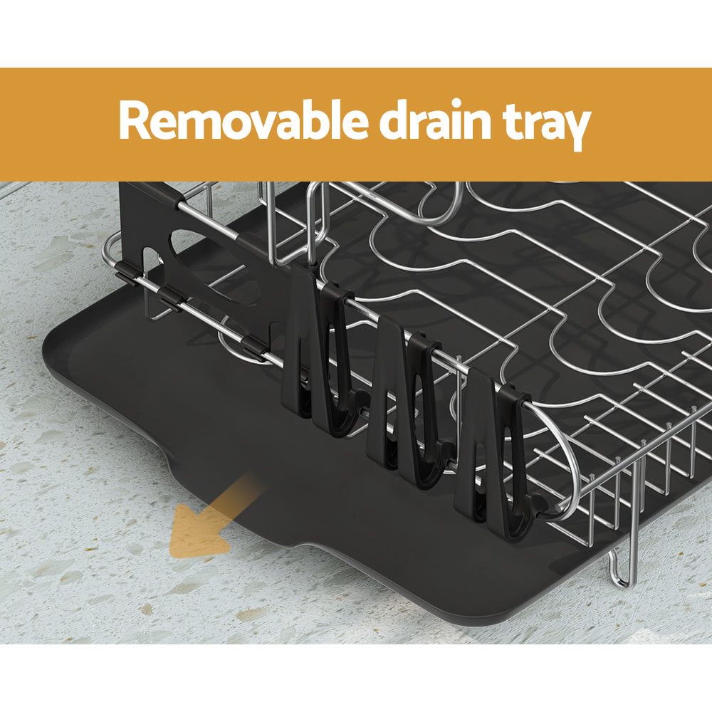 Cefito | Dish Rack | Drying Drainer | Cup Holder Cutlery Tray | Kitchen Organiser | 2-Tier