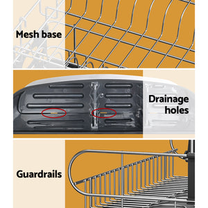 Cefito | Dish Rack | Drying Drainer | Cup Holder Cutlery Tray | Kitchen Organiser | 2-Tier