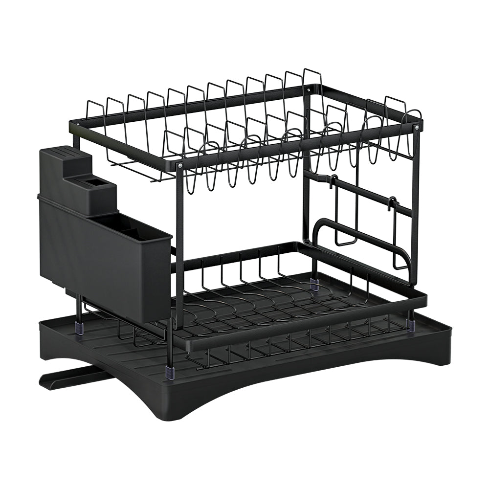 Cefito Dish Rack | Expandable Drying Drainer | Cutlery Holder Tray | Kitchen | 2 Tiers