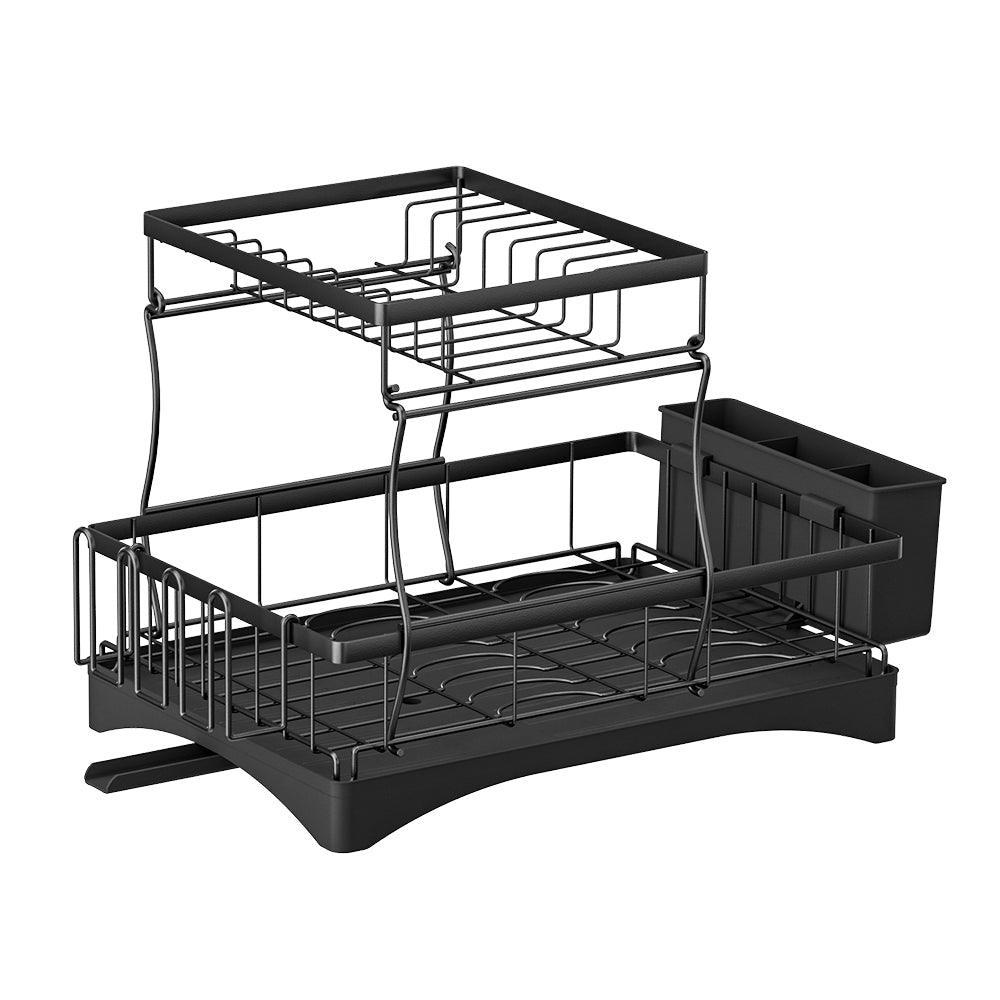 Cefito | Dish Rack | Expandable Drying Drainer | Cutlery Holder Tray | Kitchen | 2 Tiers