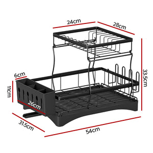 Cefito | Dish Rack | Expandable Drying Drainer | Cutlery Holder Tray | Kitchen | 2 Tiers