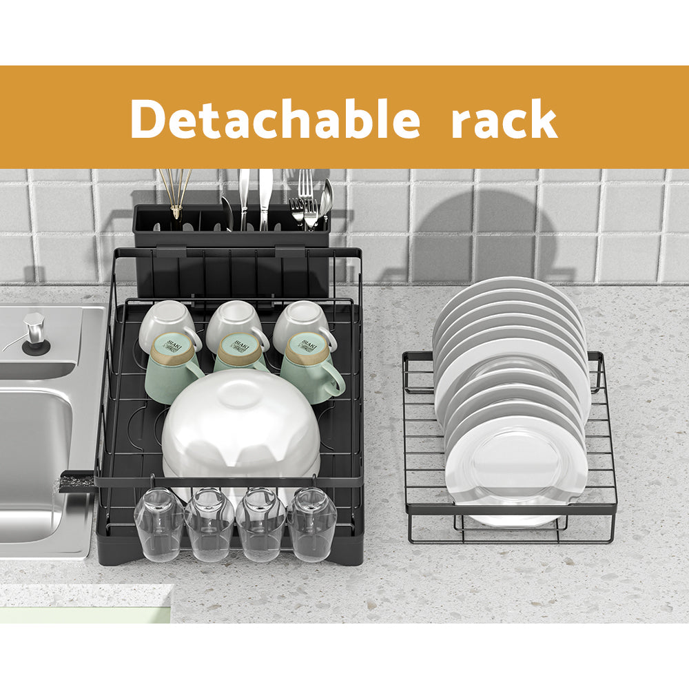 Cefito | Dish Rack | Expandable Drying Drainer | Cutlery Holder Tray | Kitchen | 2 Tiers