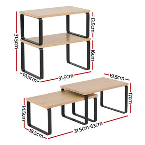 Kitchen Storage Shelves Set of 2 | Cupboard Organiser Rack