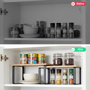Kitchen Storage Shelves Set of 2 | Cupboard Organiser Rack